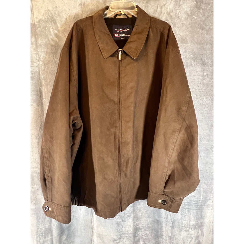 Roundtree & Yorke Mens Brown Full Zip Lined Jacket Coat 4XB‎